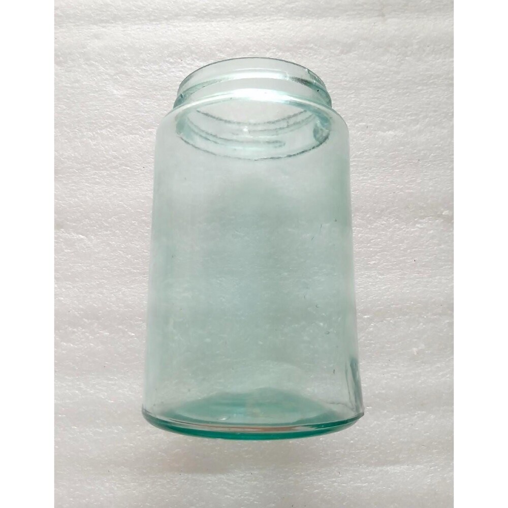 Antique Aqua Blue Mason Jar Bubbly Early Canning No Lid Minor Crack Farmhouse - Picture 1 of 6